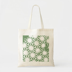 Olive green and white geometric pattern tote bag