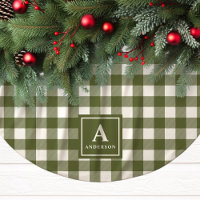 Olive Green And White Gingham Plaid Monogram