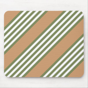 Olive green and white stripes pattern with tan mouse pad