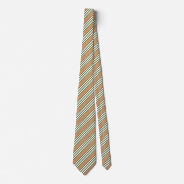Olive green and white stripes pattern with tan tie (Front)