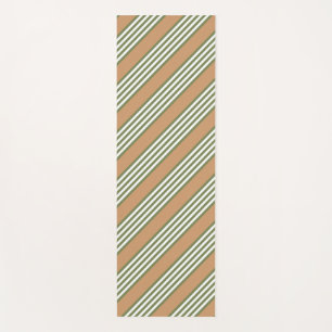 Olive green and white stripes pattern with tan yoga mat
