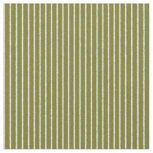 Olive Green and White Stripes with Uneven Lines Fabric