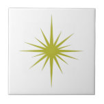 Olive Green Atomic Starburst Mid-century Modern Tile<br><div class="desc">This mid century modern ceramic tile features a bold avocado green atomic starburst, which will make a fantastic addition to your tiling project or to use as a trivet.</div>