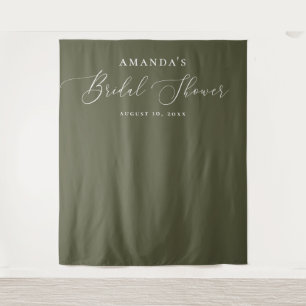 Olive green backdrop. Bridal shower background Tapestry