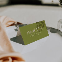 Olive Green Beige Old Money Wedding Place Cards