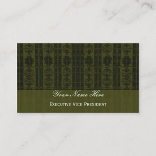 Olive  Green Black Elegant Pattern Business Card