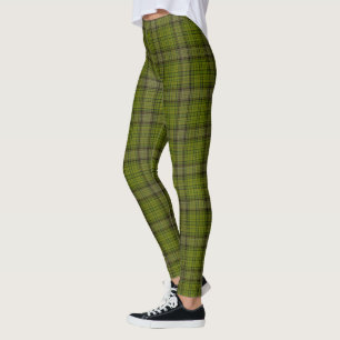 Olive Green Black & Red Tartan Plaid Leggings