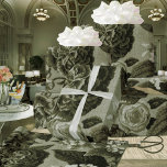 Olive Green Black Vintage Botanic Floral Toile Wrapping Paper<br><div class="desc">Mulberry Blue Vintage Botanical Floral Toile Fabric for Decoupage.</div>