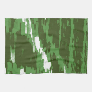 Olive Green Blanc Abstrait Art Retro Serviette de 