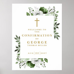 Olive Green Botanical Confirmation Welcome Sign