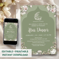 Olive Green Botanical Islamic Arch Iftar Dinner