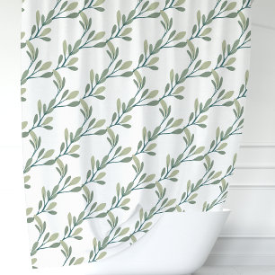 Olive Green Botanical Leaf Pattern