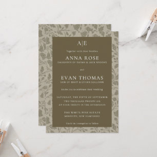 Olive Green Botanical Wedding Invitation