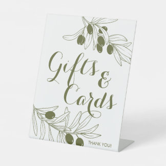 Olive Green Branches Gifts & Cards Pedestal Sign