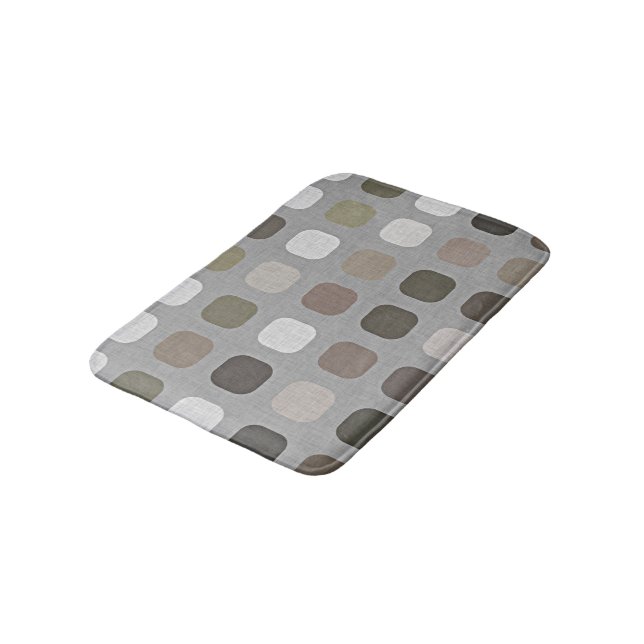 Olive Green Brown Mauve Taupe Round Square Art Bath Mat (Angled)