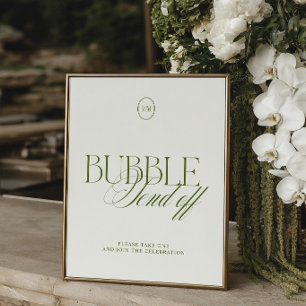 Olive Green Bubble Send Off Wedding Sign