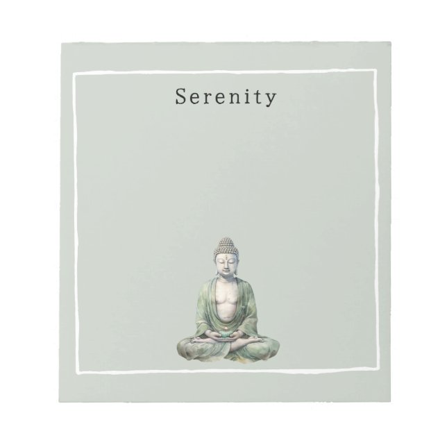 Olive Green Buddha Meditation Personalized  Notepad (Front)