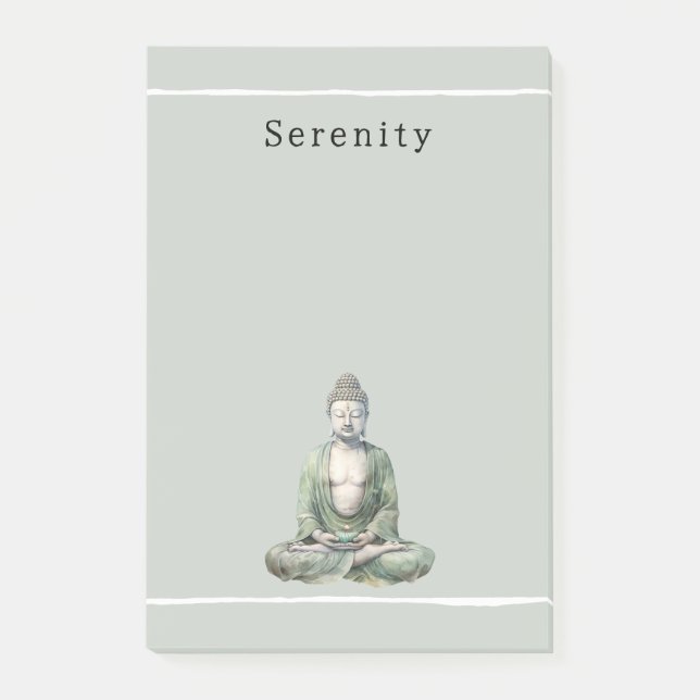 Olive Green Buddha Meditation Personalized  Post-it Notes (Front)