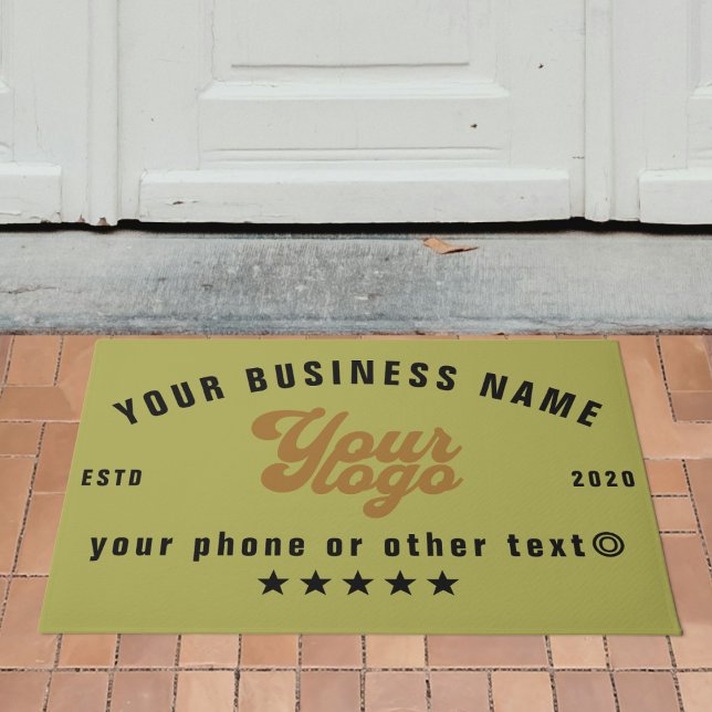 Olive green Business logo Company name Branded Doormat (Creator Uploaded)