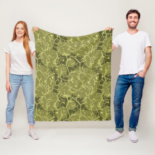 Olive Green Cactus Pattern Camouflage Print Fleece Blanket