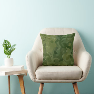 Olive Green Camouflage Pattern Throw Pillow