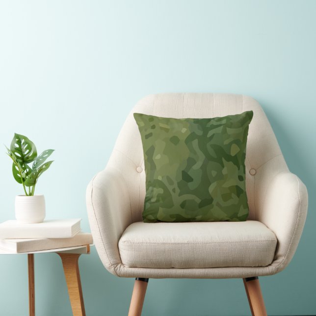 Olive Green Camouflage Pattern Throw Pillow (Chair)