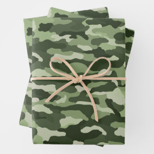 Olive Green Camouflage Wrapping Paper Sheet