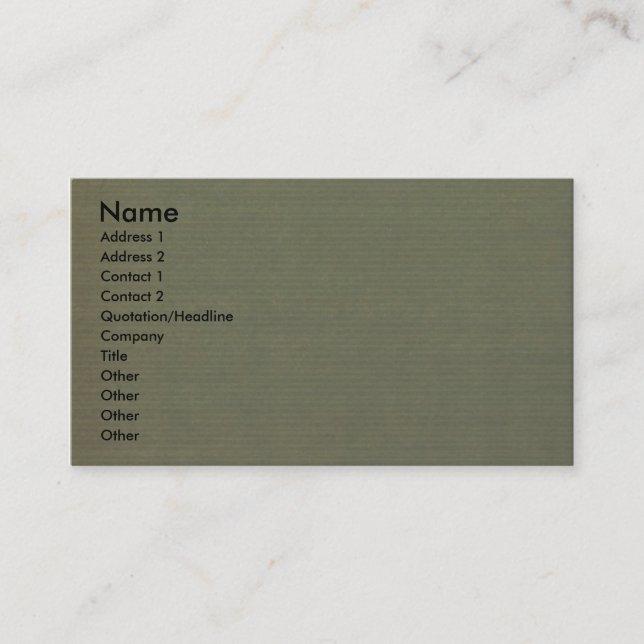Olive Green Canvas-like Texture Business Card (Front)