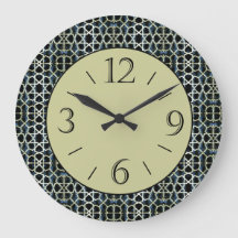 Olive Green Centre / Black White Border Wall Clock