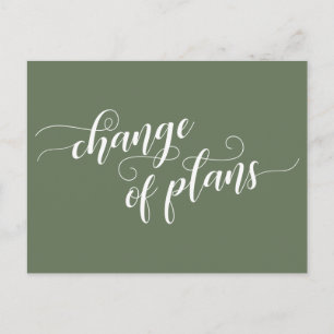 Olive Green Change of Plans Postponed Wedding Postcard