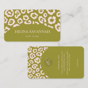 Olive Green Cheetah Skin Business Card