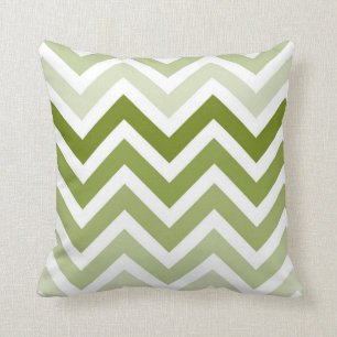 Olive Green Chevron Ombre ZigZag Pattern Throw Pillow
