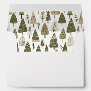 Olive Green Christmas Trees Pattern Envelope