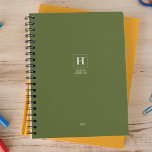 Olive Green Classic Monogram Personal Weekly Planner<br><div class="desc">Simple personal stationery annual planner featuring a classic monogram in a square border. Annual planner (12 months) with open monthly overviews and weekly planning sheets. Contact for assistance in personalizing.</div>
