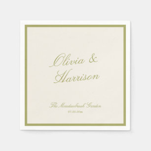 Olive Green Classic Wedding Napkin