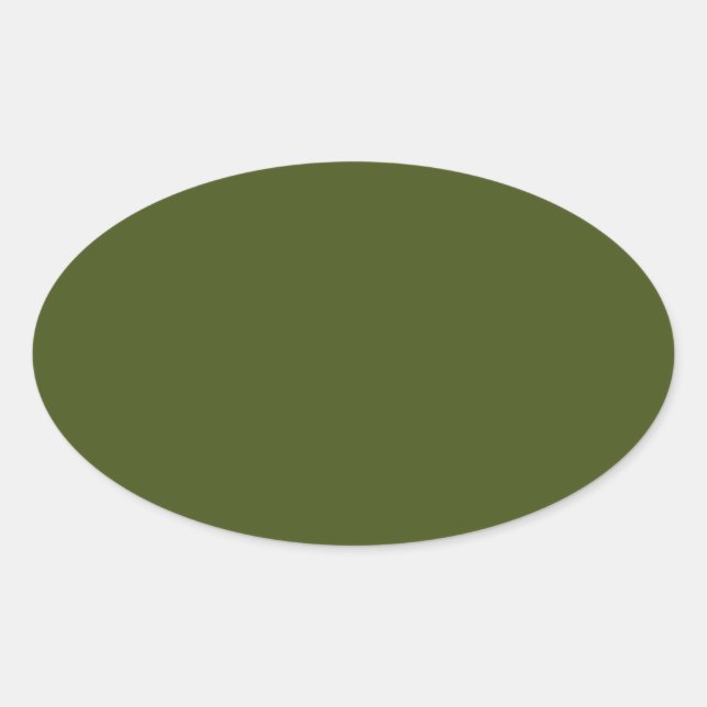 Olive Green Colour Decor Customize This Oval Sticker (Front)