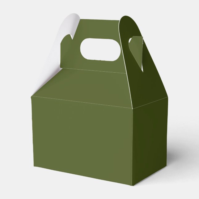 Olive Green Colour Design Customize This Favor Box (Front Side)