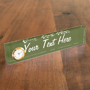 Olive Green Colour Design Customize This Nameplate
