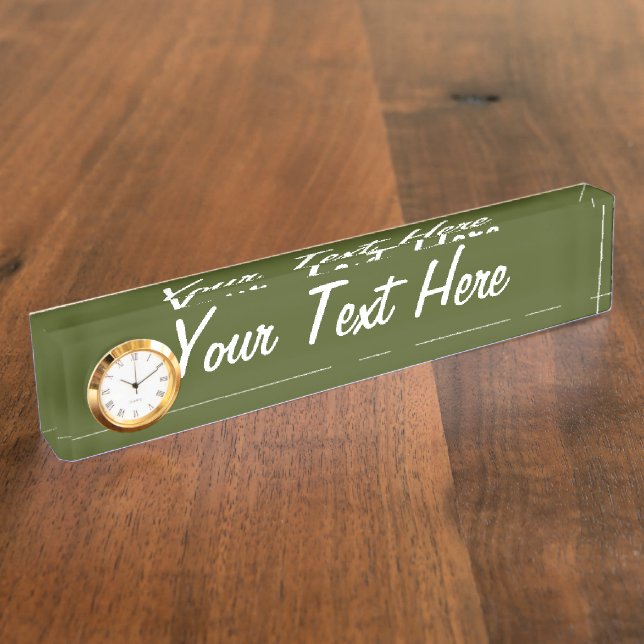 Olive Green Colour Design Customize This Nameplate (Side)