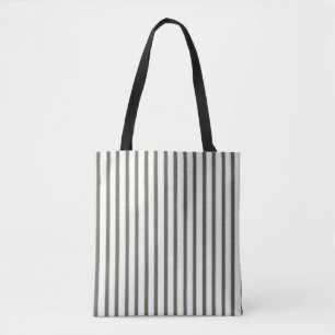 Olive Green Cream Stripes Tote Bag
