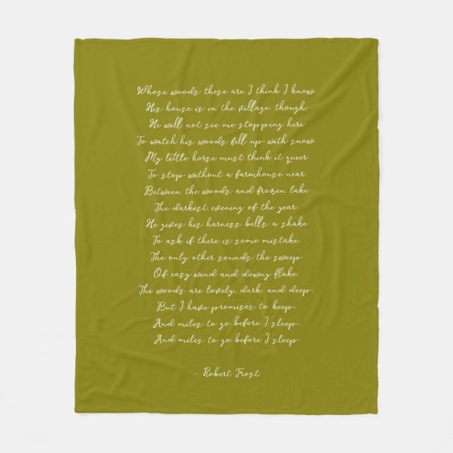 Olive Green Custom Poem Song Lyric Quote  Fleece Blanket (Front)