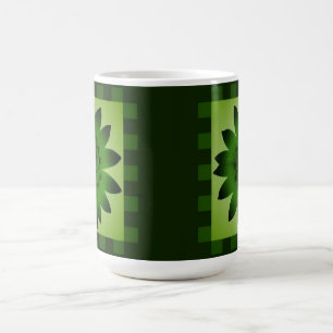 Olive Green Daisy Flower, Pattern Stripes - Mug