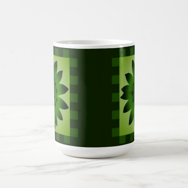 Olive Green Daisy Flower, Pattern Stripes - Mug (Center)
