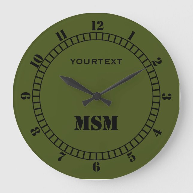 Olive Green Decor Dial Easily Personalize This Large Clock (Front)