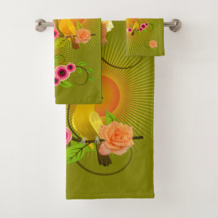Olive Green - Dew Drops & Sunshine Bath Towel Set