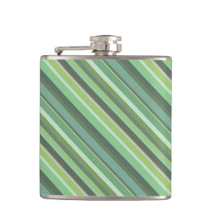 Olive green diagonal stripes hip flask