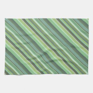 Olive green diagonal stripes kitchen towel