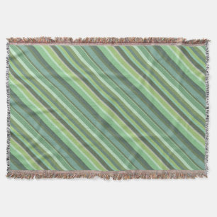 Olive green diagonal stripes throw blanket