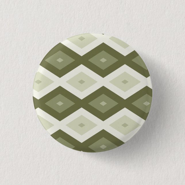 Olive green diamond pattern 1 inch round button (Front)