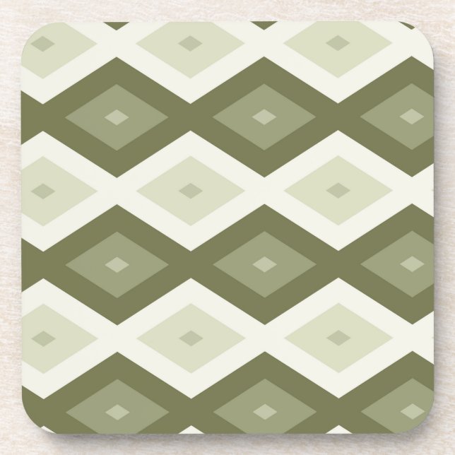 Olive green diamond pattern coaster (Front)